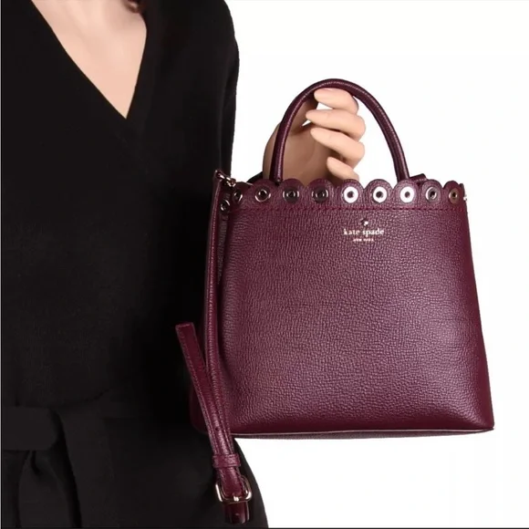 Kate Spade Crossbody Leather Bag Plum - Janell Paloma Purse - Picture 15 of 17